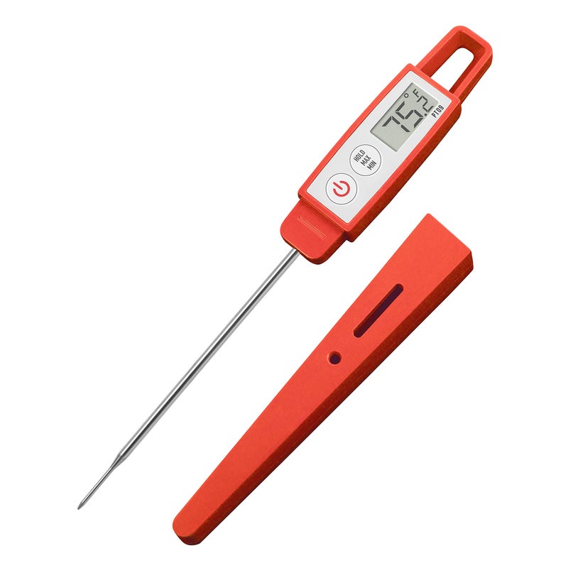 Lavatools PT09 Super-Quick Commercial Grade Digital Thermometer for Cooking, Meat, Candy, Candle, Liquid, Oil, 4.5" Compact Probe, Splash Proof, Â°C/Â°F Toggle, Hold Function - Sambal - Image 1